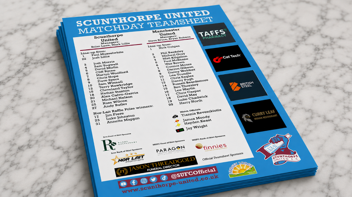 Souvenir teamsheet available to purchase from Iron Aid encounter