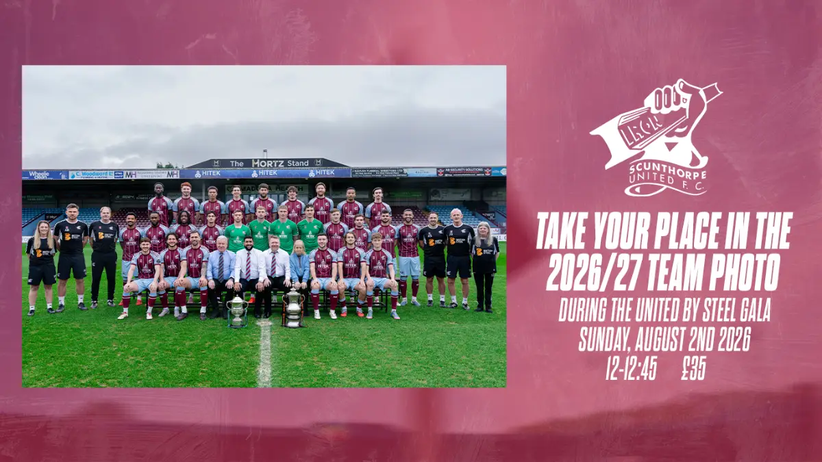 Take your place in our 2026-27 team photo - unique opportunity at our United by Steel gala