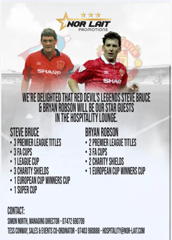 Steve Bruce and Bryan Robson star guests in hospitality for Legends encounter